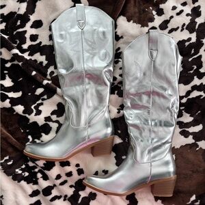 Silver Western Boots Chrome NEW IN BOX